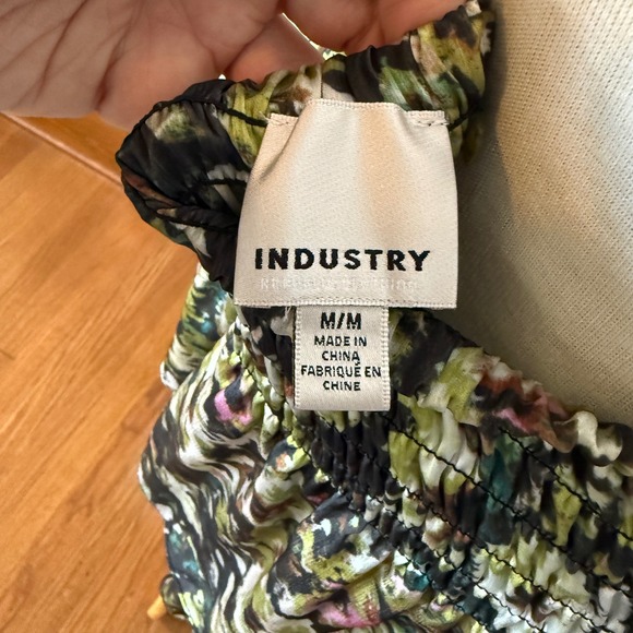 INDUSTRY Floral Tiered Maxi Skirt Smocked Waist Bohemian Cottagecore Medium - Picture 6 of 7